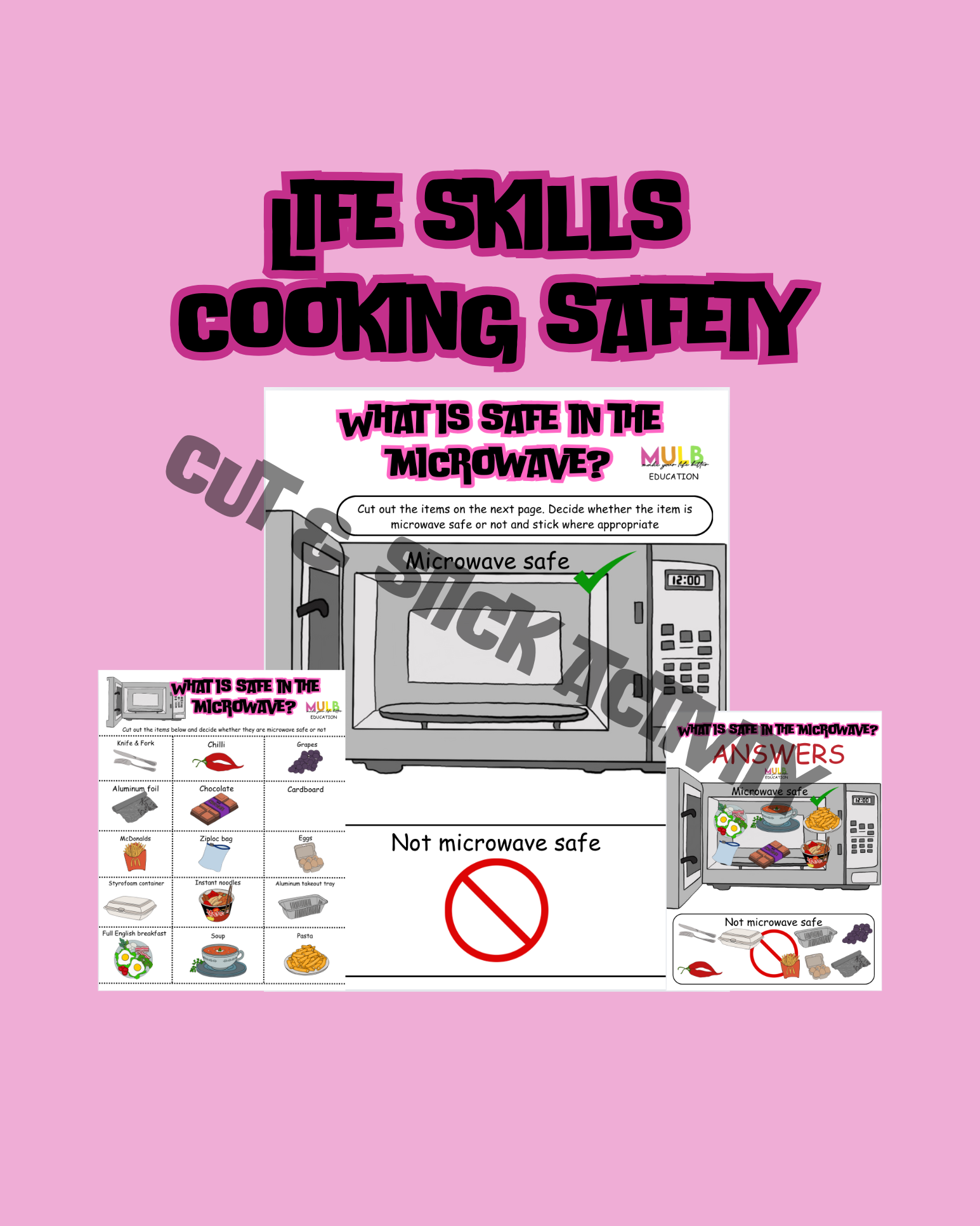 Life skills: Cooking Safety (Microwave) fun game worksheet